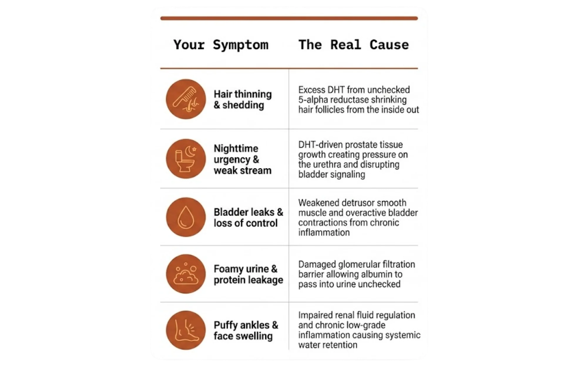 How hormonal decline connects hair, bladder, and kidney concerns