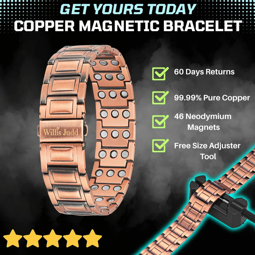 Copper magnetic bracelet features