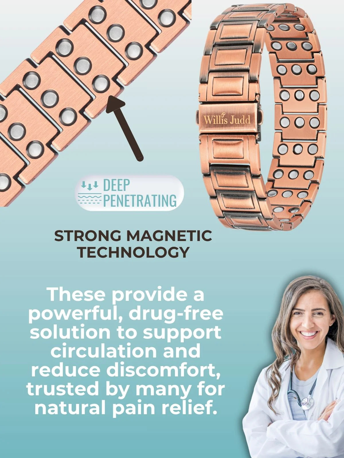 Copper magnetic bracelet details